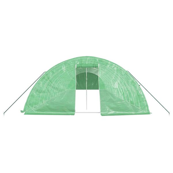 vidaXL Invernadero con estructura de acero verde 80 m&sup2; 16x5x2,3 m