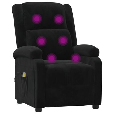 vidaXL Sillón reclinable con masaje eléctrico terciopelo negro