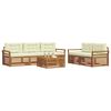 vidaXL Conjunto de sof&aacute;s de exterior con coj&iacute;n 6 pcs Natural y Crema