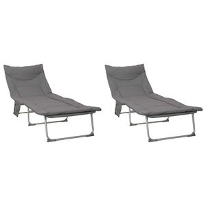 vidaXL Tumbona plegable con coj&iacute;n 2 uds. Gris antracita