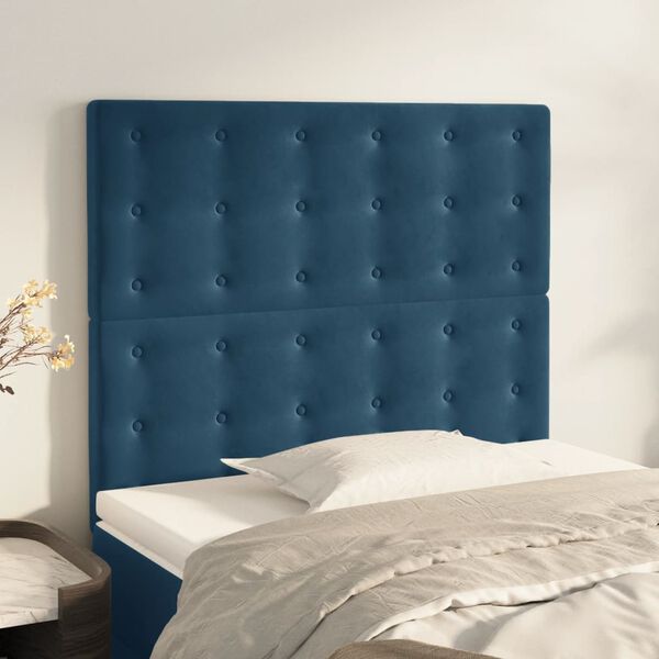 vidaXL Cabecero de cama azul oscuro 80x5x118/128 cm Terciopelo