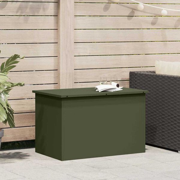 vidaXL Caja de Almacenamiento Exterior Verde Oliva 80 x 50,5 x 50 cm