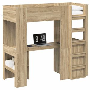 vidaXL Estructura de litera con escritorio Roble Sonoma 75 x 190 cm