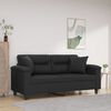 vidaXL Sof&aacute; 2 plazas almohadas y cojines cuero sint&eacute;tico negro 140 cm
