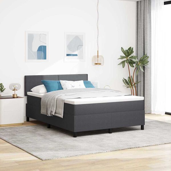 vidaXL Cama Box Spring LED Gris Oscuro y 140 x 200 cm Tela de Pana