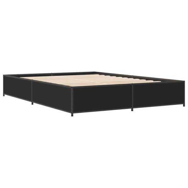 vidaXL Estructura de cama madera de ingenier&iacute;a y metal negro 150x200cm