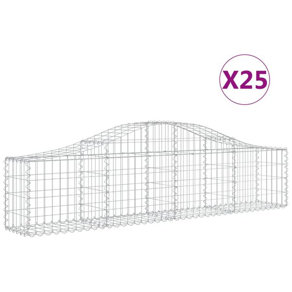 vidaXL Cestas de gaviones 25 uds forma de arco hierro 200x30x40/60 cm