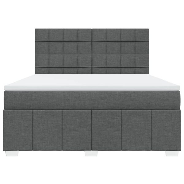 vidaXL Cama box spring con colch&oacute;n tela gris oscuro 180x200 cm