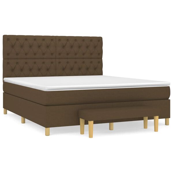 vidaXL Cama box spring con colch&oacute;n tela marr&oacute;n oscuro 160x200 cm