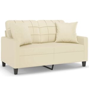 vidaXL Sof&aacute; de 2 plazas con cojines cuero sint&eacute;tico color crema 120 cm