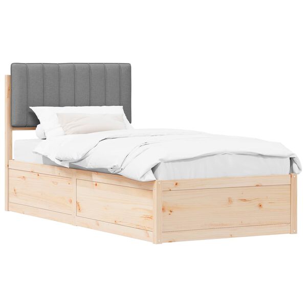 vidaXL Estructura de Cama con Cabecera Tapizada Gris Claro 90 x 190 cm