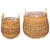 vidaXL Cesta de Maceta GENDT 2 uds. Madera Natural Rat&aacute;n Kubu