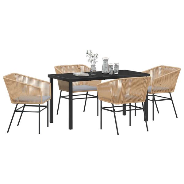 vidaXL Conjunto de Comedor de Jard&iacute;n con coj&iacute;n 5 pcs Marr&oacute;n