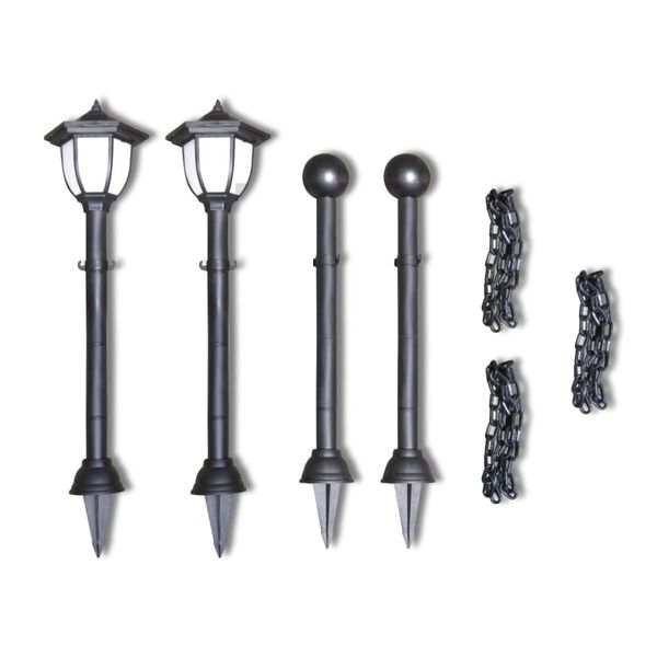vidaXL Lámparas solares de jardín con valla de cadena