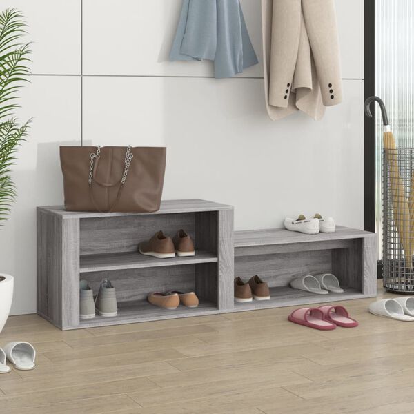 vidaXL Mueble zapatero madera contrachapada gris Sonoma 150x35x45 cm