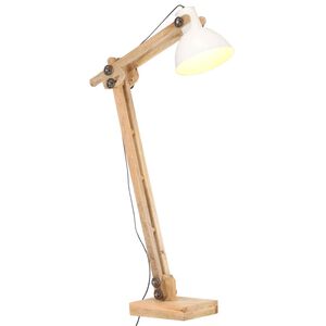 vidaXL L&aacute;mpara de pie madera maciza de mango blanca E27