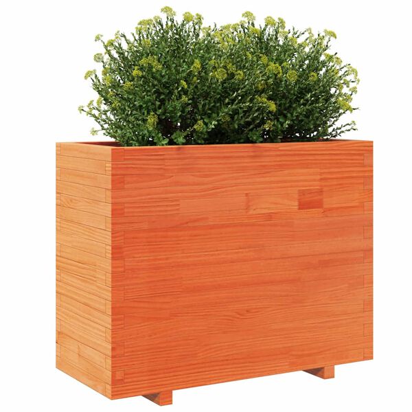 vidaXL Jardinera madera maciza de pino marr&oacute;n cera 90x40x72,5 cm