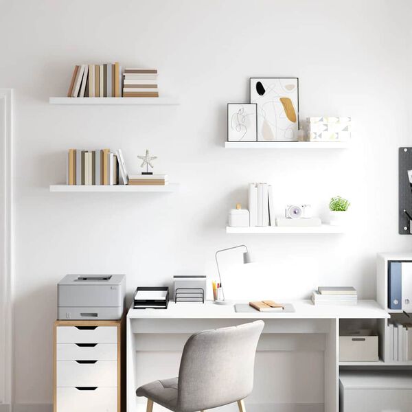 vidaXL Estantes flotantes de pared 4 uds MDF blanco 80x23,5x3,8 cm