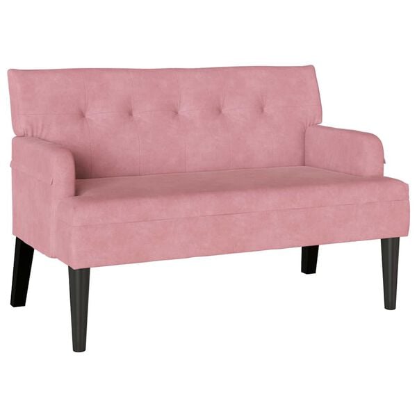vidaXL Banco Chesterfield Rosa 112 x 65.5 x 75 cm Terciopelo
