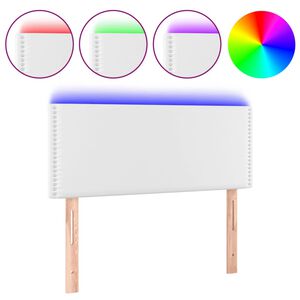vidaXL Cabecero con LED cuero sint&eacute;tico blanco 100x5x78/88 cm
