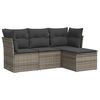 vidaXL Set de sof&aacute;s de jard&iacute;n 4 pzas y cojines rat&aacute;n sint&eacute;tico gris