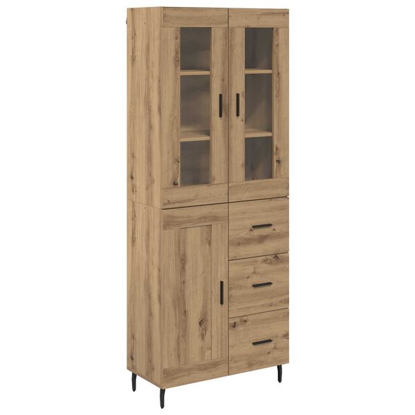 vidaXL Aparador alto con caj&oacute;n 2 pcs Roble artesanal