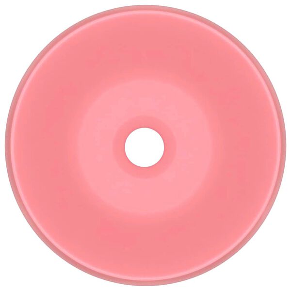 vidaXL Lavabo de lujo redondo cer&aacute;mica rosa mate 40x15 cm