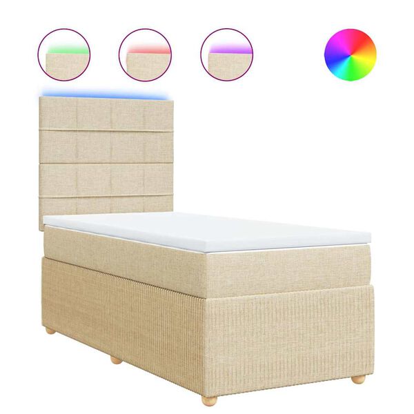 vidaXL Cama box spring con colch&oacute;n tela color crema 100x200 cm