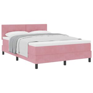 vidaXL Cama tipo Box Spring con colch&oacute;n Rosa 140 x 190 cm Terciopelo