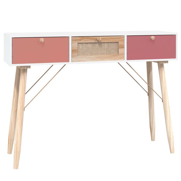 vidaXL Mesa consola con cajones madera contrachapada 105x30x75 cm