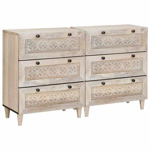 vidaXL Vitrina 2 uds. 120 x 33,5 x 75 cm madera maciza de mango Blanco