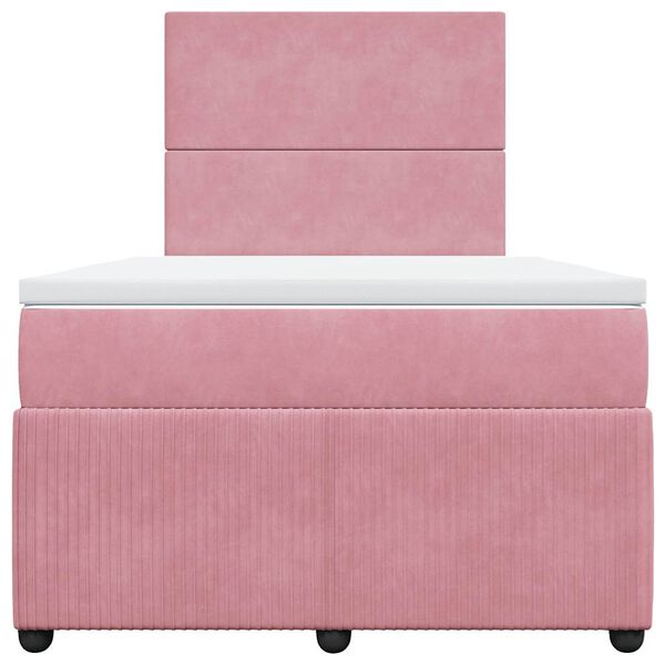 vidaXL Cama box spring con colch&oacute;n terciopelo rosa 120x200 cm