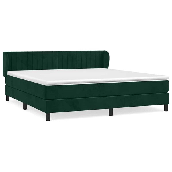 vidaXL Cama box spring con colch&oacute;n terciopelo verde oscuro 160x200 cm