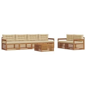 vidaXL Conjunto de sof&aacute;s de exterior 7 uds. Natural y Beige