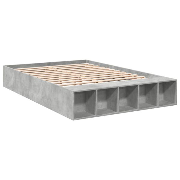 vidaXL Estructura de cama madera de ingeniería gris hormigón 120x190cm