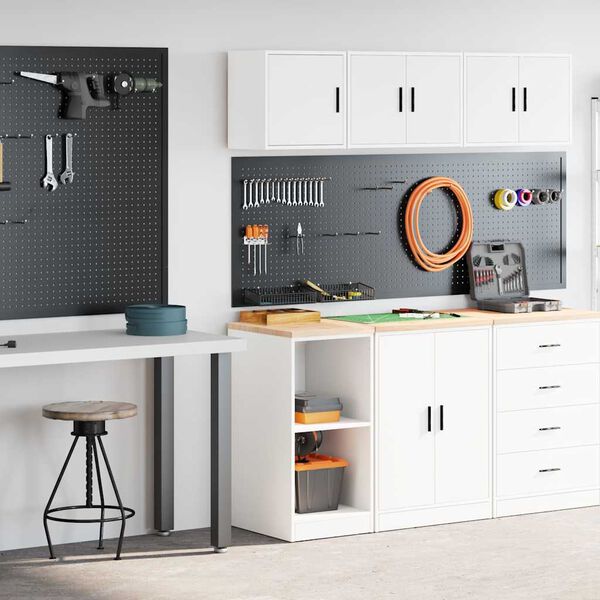 vidaXL Armarios 2 uds para garaje madera de ingenier&iacute;a blanco