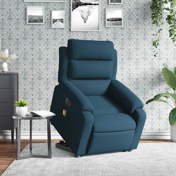 vidaXL Sill&oacute;n reclinable de masaje el&eacute;ctrico elevable terciopelo azul