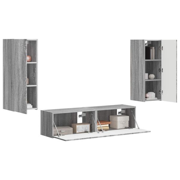 vidaXL Conjunto de mueble de TV 2 pcs Gris Sonoma Madera de ingenier&iacute;a