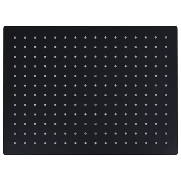 vidaXL Cabezal ducha efecto lluvia acero inox cuadrado negro 40x30 cm