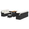 vidaXL Conjunto de sof&aacute;s de jard&iacute;n 10 uds. Negro rat&aacute;n sint&eacute;tico