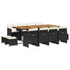 vidaXL Set comedor de jard&iacute;n con cojines 13 pzas rat&aacute;n sint&eacute;tico negro