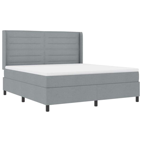 vidaXL Cama tipo Box Spring con colch&oacute;n Gris claro 180 x 200 cm tela
