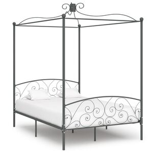 vidaXL Estructura cama con dosel sin colchón metal gris 120x200 cm