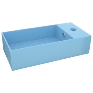 vidaXL Lavabo con rebosadero cer&aacute;mica azul claro