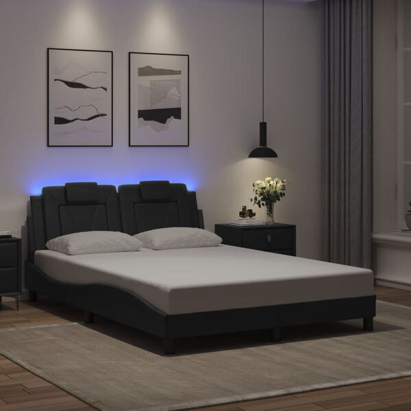 vidaXL Estructura de cama Viana con LED sin colch&oacute;n negro 120x200 cm