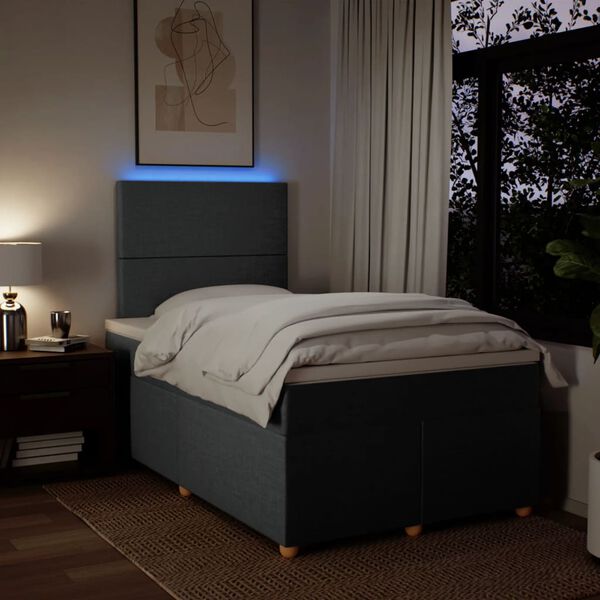 vidaXL Cama box spring con colch&oacute;n tela gris oscuro 120x200 cm