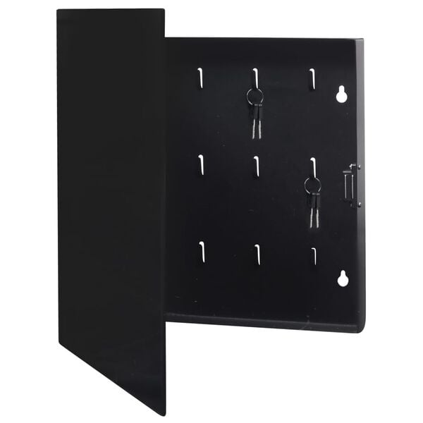 vidaXL Caja de llaves con tablero magnético negra 35x35x4 cm