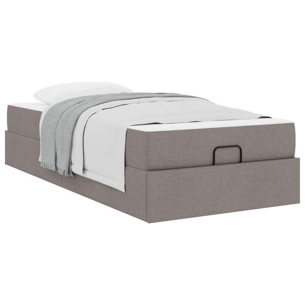 vidaXL Estructura de cama con colch&oacute;n con colch&oacute;n 2 pcs Taup&eacute; tela