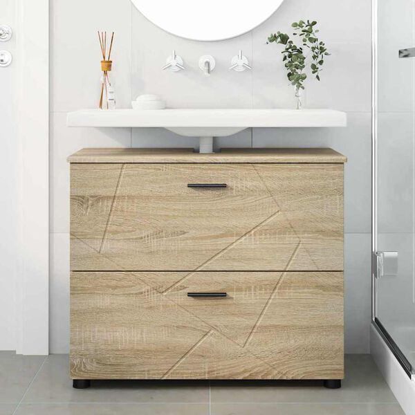 vidaXL Gabinete de Ba&ntilde;o con caj&oacute;n Roble Sonoma 76,5 x 35 x 64 cm