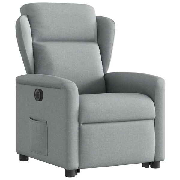 vidaXL Sill&oacute;n el&eacute;ctrico reclinable elevable de tela gris claro